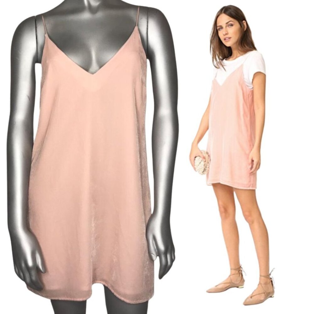 Amanda Uprichard Kendall Blush Pink Velvet Slip Tank Sleeveless Dress P XS